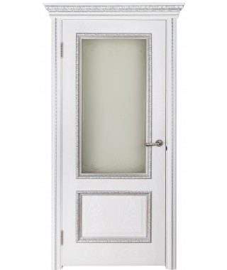 Дверь межкомнатная «Прага белый ясень багет лист остекленная»